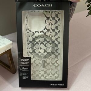 Coach Metallic Silver iPhone 15 Pro Max Case NIB